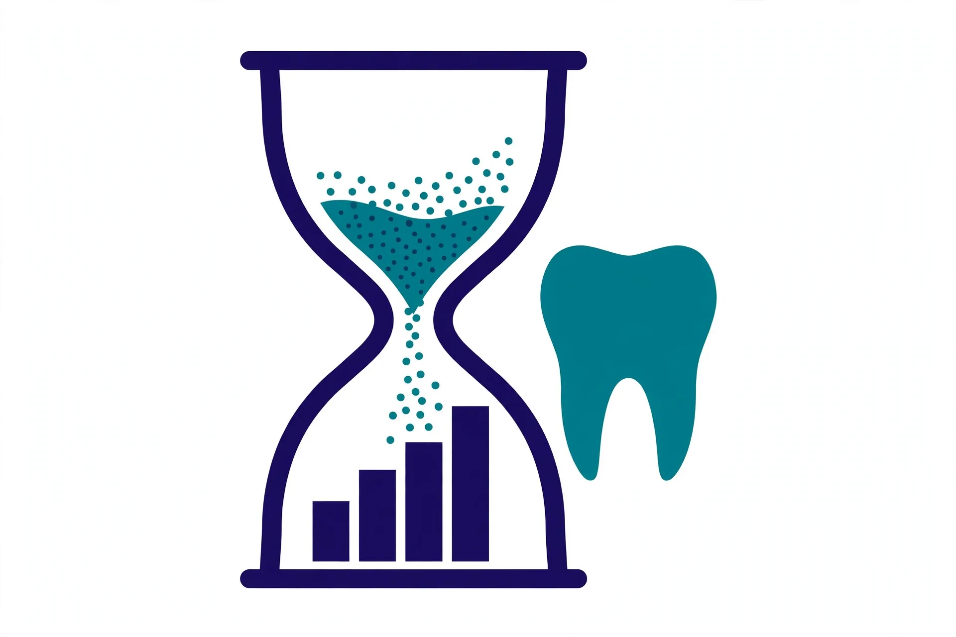 Illustration of an hourglass with a growth chart for dental SEO timelines