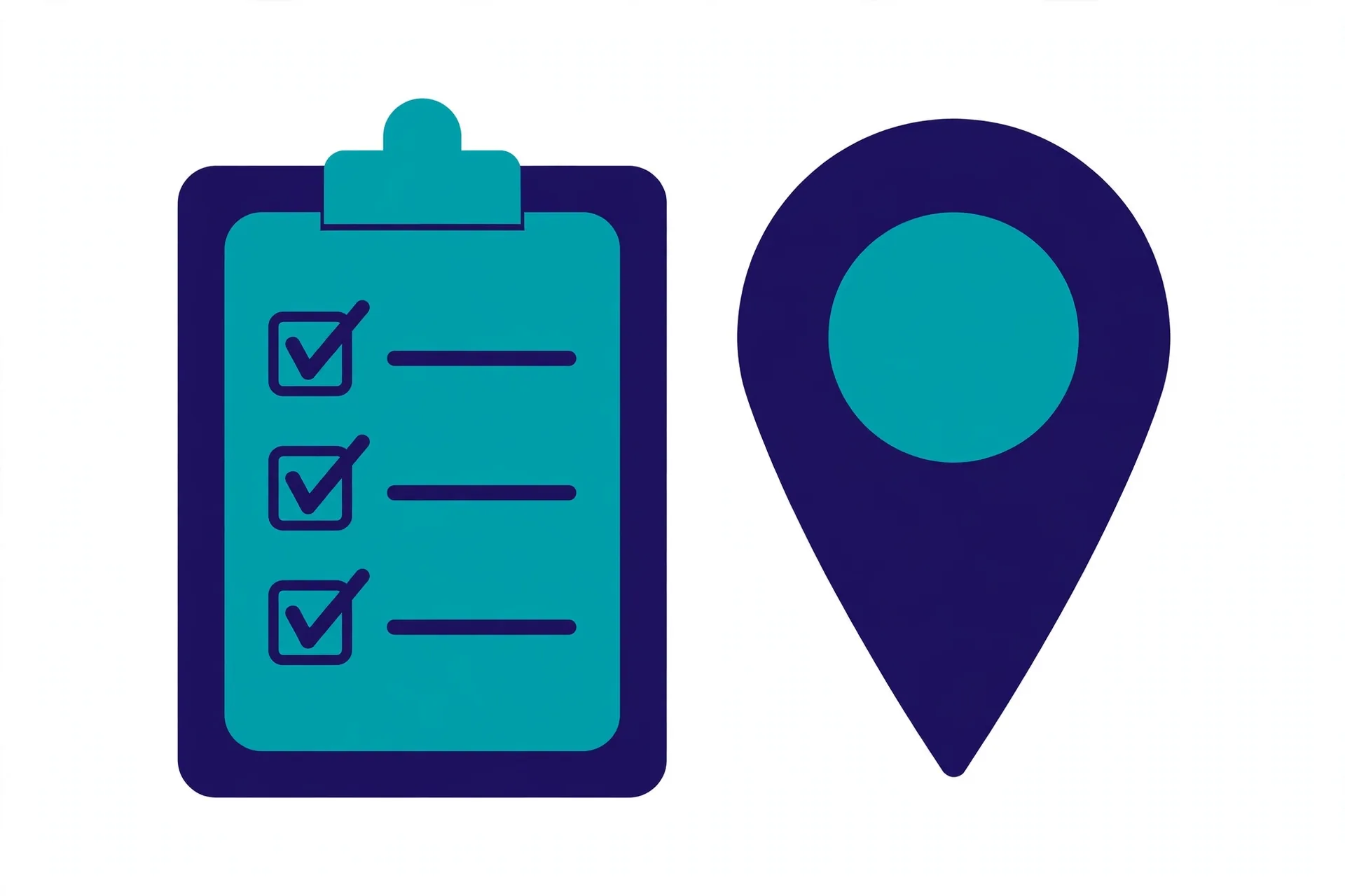 Illustration of a checklist with a map pin for dental local SEO