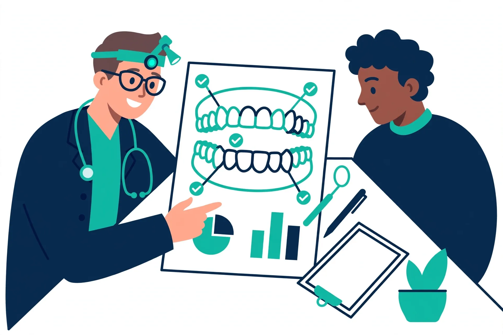 Dentist reviewing a full-arch All-on-4 treatment plan and cost quote with a patient