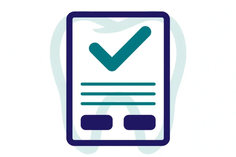 Person reviewing dental insurance paperwork and benefits documents at a desk